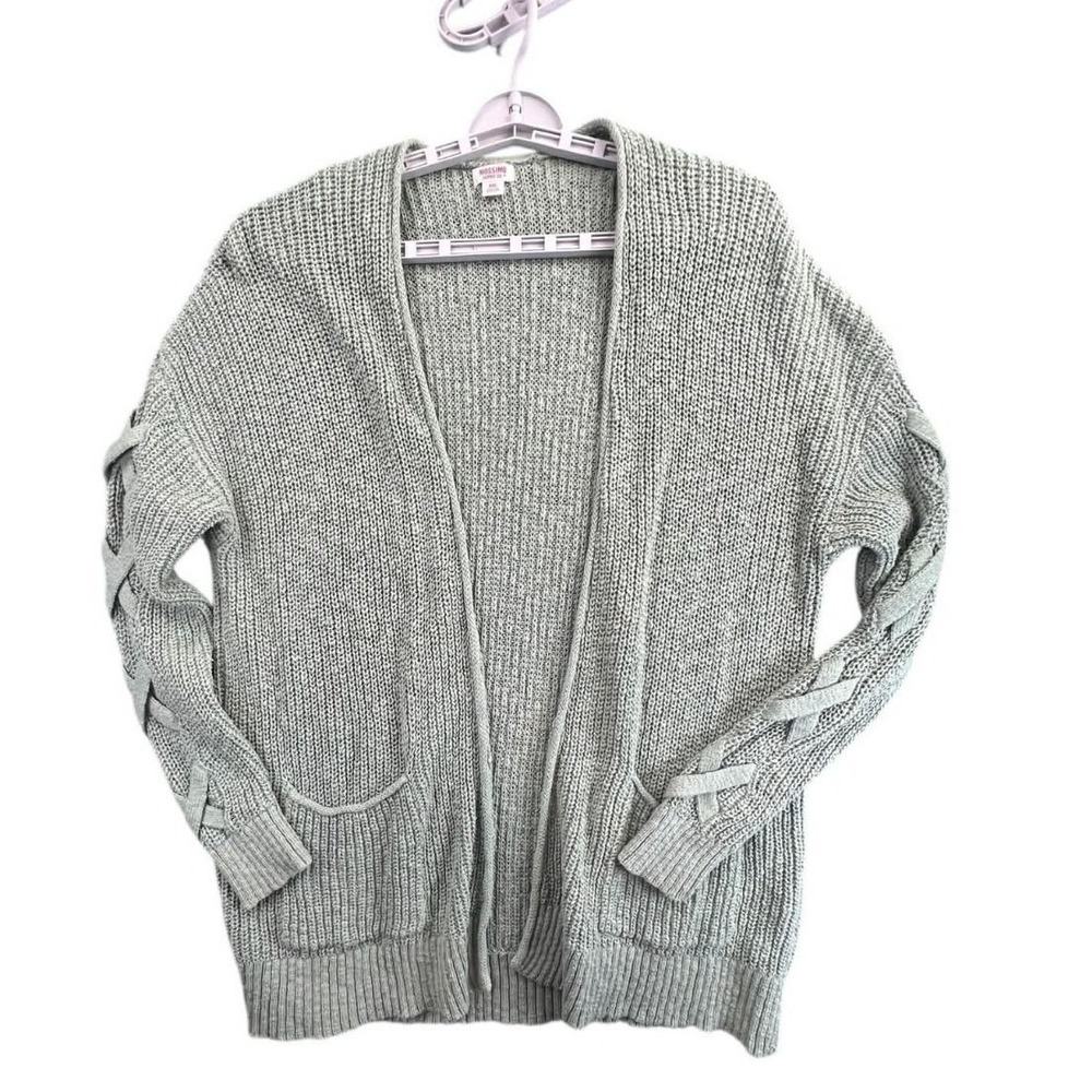 Mossimo Supply Co XXL Light Green Open Front Cardigan Sweater‎ Lattice Sleeve